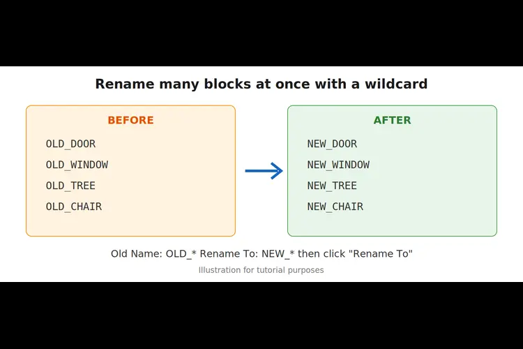 Renaming multiple blocks in AutoCAD at once using a wildcard